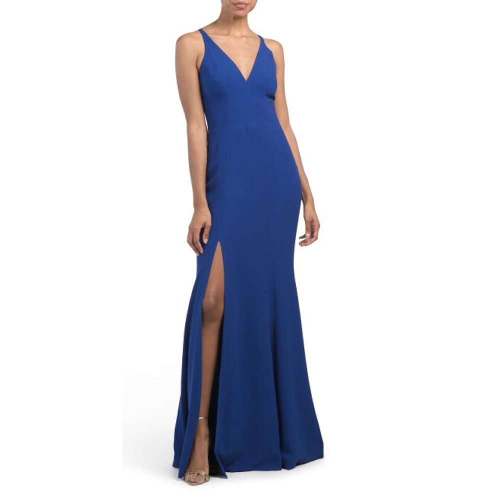 Dress The Population Iris Side Slit Crepe Gown